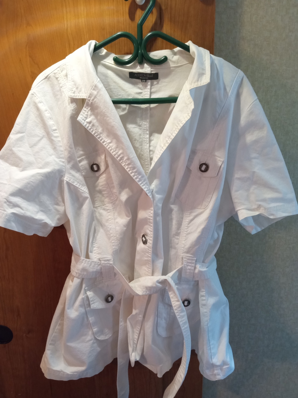 Addition Elle White Short-Sleeve Utility Tie-Waist Jacket